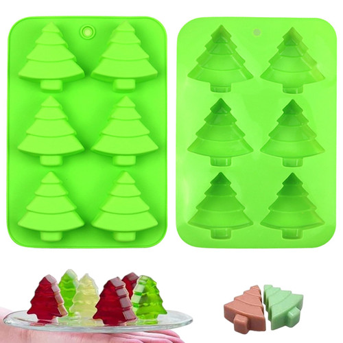 2 Pcs Christmas Tree Silicone Mold, 6 Cavity Non-Stick Christmas Tree Baking Mold, Chocolate Cake Mold, for Making Candy, Soap, Ice Cube, Pudding, Jelly, Oreo, Soap, Cake Topper Decor 2 Pcs Christmas Tree Silicone Mold, 6 Cavity Non-Stick Christmas Tree Baking Mold, Chocolate Cake Mold, for Making Candy, Soap, Ice Cube, Pudding, Jelly, Oreo, Soap, Cake Topper Decor