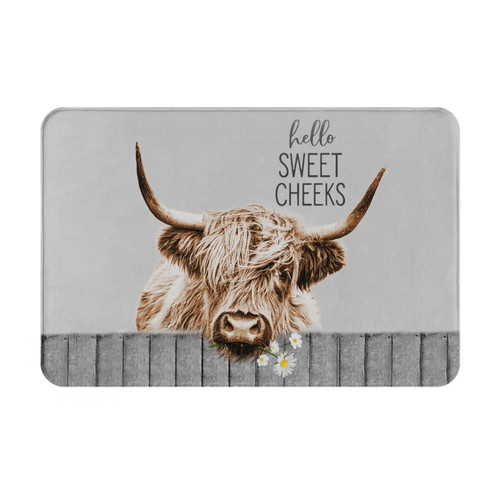 Highland Cow Bath Mat for Bathroom, Farmhouse Cow Non Slip Bathroom Rug, Western Farm Animal Cattle Longhorn Bull Hello Sweet Bath Mat, Grey Kitchen Floor Shower Mat Rugs 16x24 Inch Highland Cow Bath Mat for Bathroom, Farmhouse Cow Non Slip Bathroom Rug, Western Farm Animal Cattle Longhorn Bull Hello Sweet Bath Mat, Grey Kitchen Floor Shower Mat Rugs 16x24 Inch