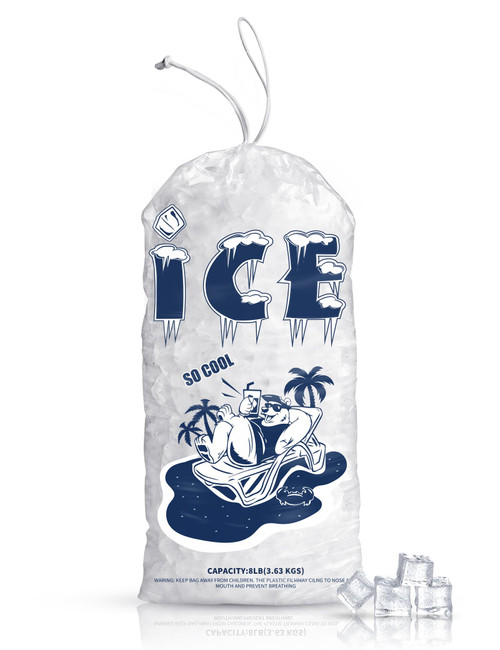 50 Pack Ice Bags 8 lb, Heavy-Duty Ice Bags with Drawstring(2 Mils Thickness)