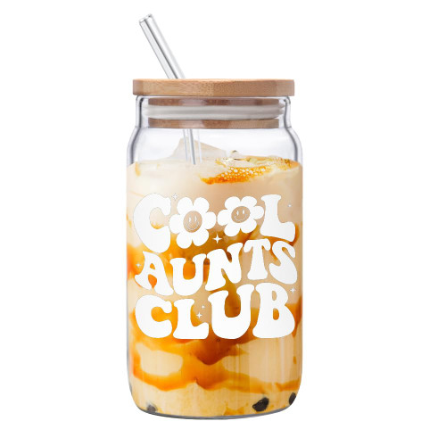Gifts For Aunt From Niece, Nephew - Cool Gifts For Aunt, New Aunt, Auntie, Sister - Aunt Birthday Gift, Aunt Announcement, Promoted To Aunt, Best Aunt Ever - 16oz Glass Cup with Bamboo Lid and Straw Gifts For Aunt From Niece, Nephew - Cool Gifts For Aunt, New Aunt, Auntie, Sister - Aunt Birthday Gift, Aunt Announcement, Promoted To Aunt, Best Aunt Ever - 16oz Glass Cup with Bamboo Lid and Straw