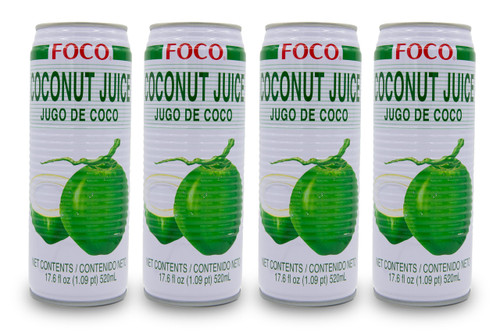 Coconut Juice with Pulp Bundle - Includes 4 Bottles of Delicious Coconut Drink (70.4oz Total), Foco Coconut Juice with Pulp and 1 Bag of Dangond's Sazon - Great to Mix with Foco Coconut Water Agua de Coco