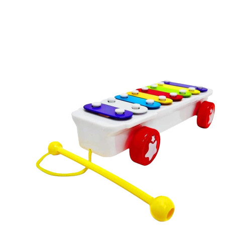 Big Daddy Colorful Pull-Along Xylophone on Wheels - Interactive Musical Toy for Toddlers and Babies