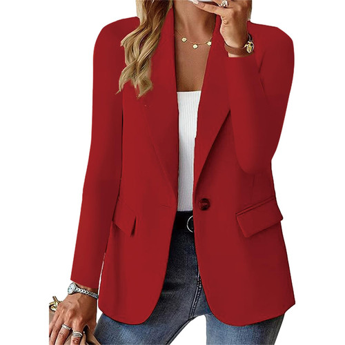 Women's Blazer Casual Bussiness Blazers Long Sleeve Button Down Blazer Jacket Solid Lapel Suite Jacket with Pockets A-red Women's Blazer Casual Bussiness Blazers Long Sleeve Button Down Blazer Jacket Solid Lapel Suite Jacket with Pockets A-red