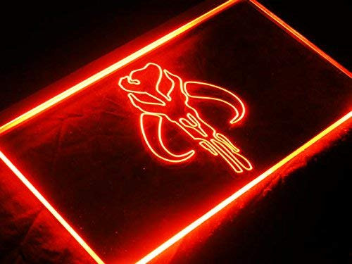 Star Wars Boba Fett Mandalorian Skull Bounty Hunter Led Light Sign