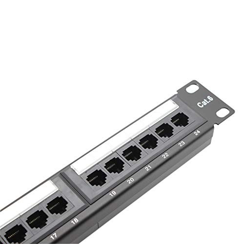 Rackmount or Wallmount 24 Port Cat6 Patch Panel (Cat 6 RJ45 Patch Panel) 568A/B Compatible,Dual IDC Block for 110 or Krone Termination