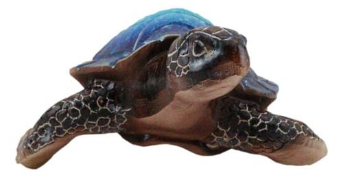 Ebros Gift Nautical Ocean Colorful Hues of Blue Giant Sea Turtle Swimming Figurine Reptile Tortoise Turtles Decorative Figurine Home and Office Decor