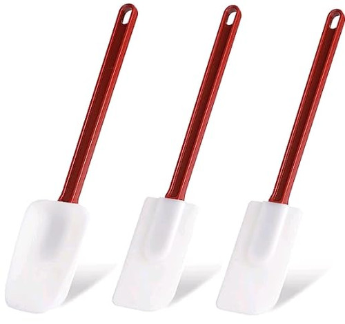 Silicone Rubber Spatula and Spoon Rubber Spatula Set of 3, High Heat Spatula Spoon, Commercial Spatula for Cooking, Commercial Rubber Spatula (1 Spoonula + 2 Scrapers (14 Inches))