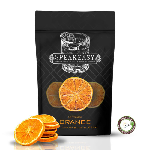 ORANGE - Dehydrated Orange Slices 3.5oz Approx. 50 Slices | Speakeasy Premium Craft Cocktail & Beverage Garnish - Dried Orange Slices (ORANGE), Cocktail Garnish for Tea, Beverages, and More | Craft Cocktail Home Mixologist, Bartender Cocktail Garnish