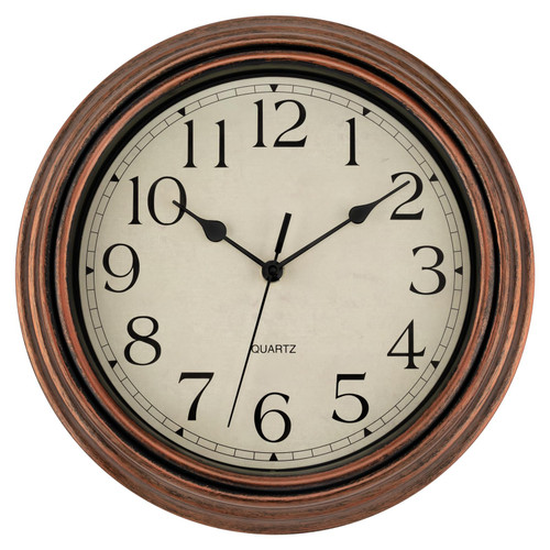 Foxtop Vintage Copper Wall Clock 12 Inch Silent Non Ticking Battery Operated Quartz Round Retro Wall Clock Decorative for Kitchen Bedroom Living Room Office Classroom
