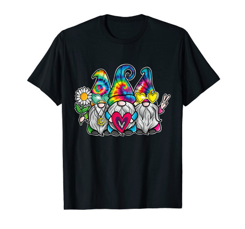 Hippie Gnomes Retro Groovy Tie Dye Rainbow Peace Gnome T-Shirt
