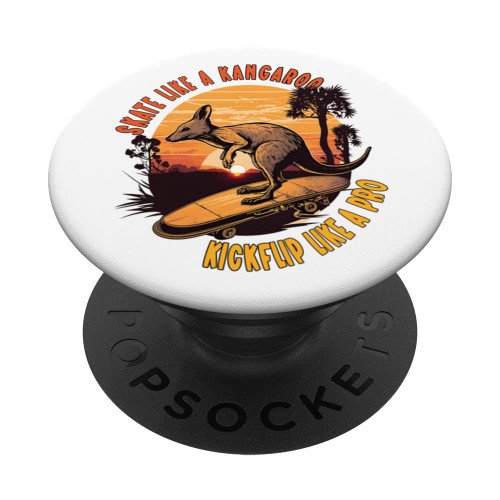 Thee Skater Kangaroo Skating Kickflip Skateboarding PopSockets Swappable PopGrip