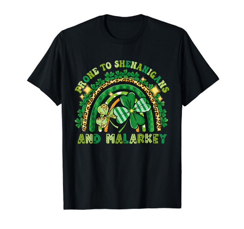 Prone To Shenanigans And Malarkey Rainbow Groovy Retro T-Shirt Prone To Shenanigans And Malarkey Rainbow Groovy Retro T-Shirt