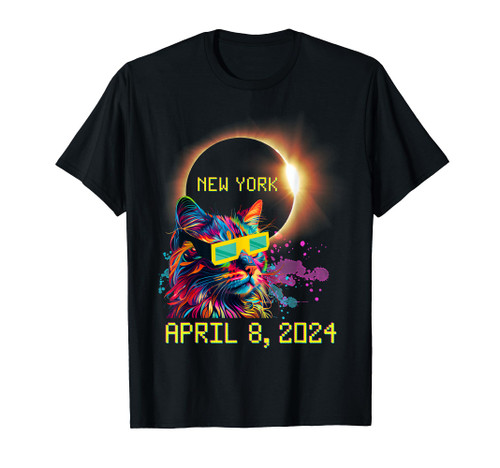 Totality Total Solar Eclipse Cat April 8 2024 New York T-Shirt