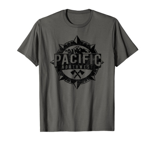 Cool Distressed Pacific Northwest T-Shirt - PNW Compass Tee