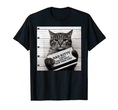 Cat Prison Jail Prisoner Bad Kitty Mugshot T-Shirt
