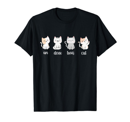 Funny Cute French Un Deux Trois Cat Kitten Lover T-Shirt