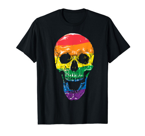 LGBT Gay Pride Skull Rainbow T-Shirt
