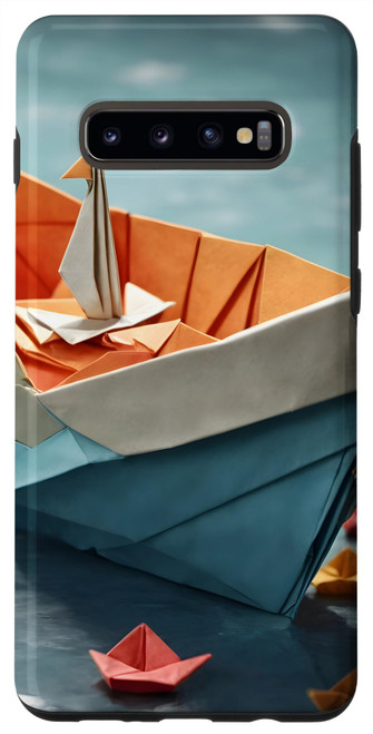 Galaxy S10+ Origami Boat: Papercraft Art Sailboat Silhouette Case