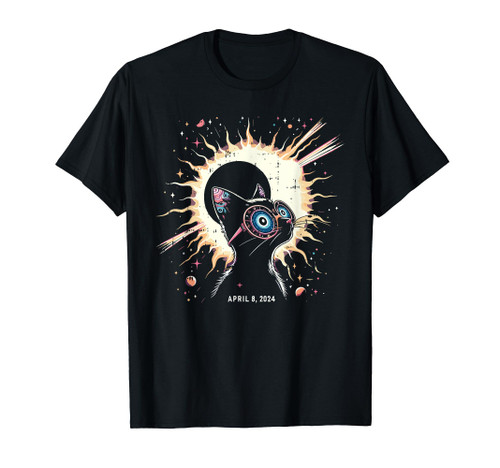 Cat Glasses Total Solar Eclipse Cute April 8 2024 Totality T-Shirt