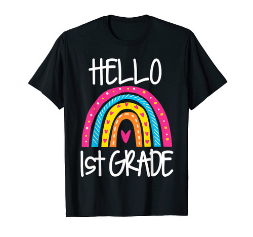 Boho Rainbow Hello 1st Grade First Day School Teacher Girls T-Shirt Boho Rainbow Hello 1st Grade First Day School Teacher Girls T-Shirt