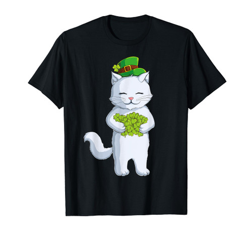 Cat Leprechaun Happy St Patricks Day Irish Shamrock Kids T-Shirt