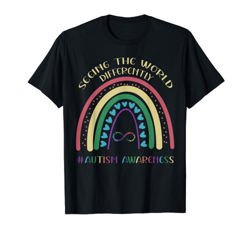 Vintage Autism Rainbow Infinity Seeing the World Differently T-Shirt
