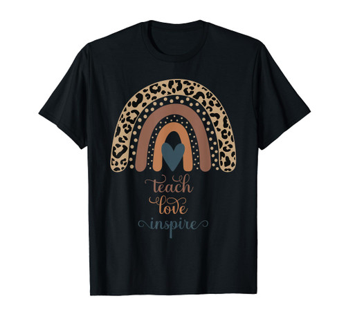 Teach Love Inspire Teacher Boho Rainbow Leopard Print T-Shirt Teach Love Inspire Teacher Boho Rainbow Leopard Print T-Shirt