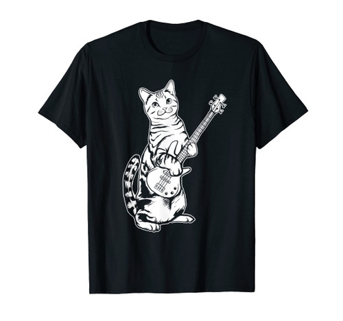 Funny Cat Playing Bass T-shirt Cool Musician