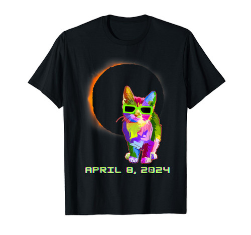 2024 Solar Eclipse Cat Wearing Solar Eclipse Glasses T-Shirt