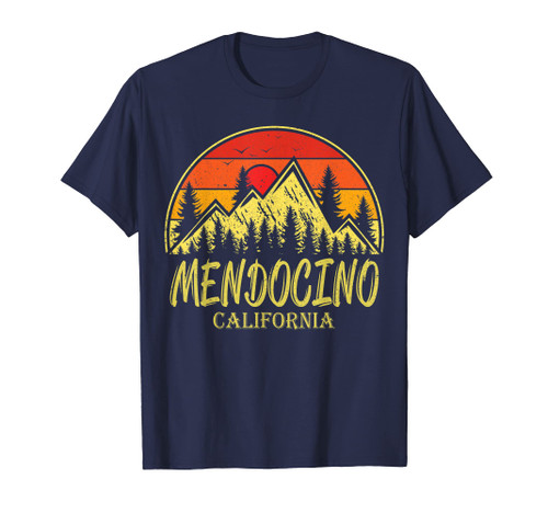 Vintage Mendocino California CA Mountains Hiking Souvenir T-Shirt