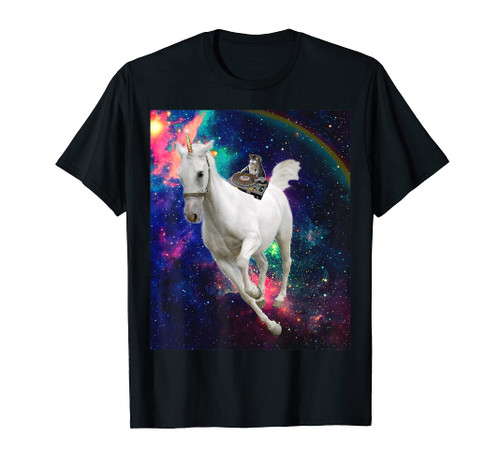 DJ Cat Riding Unicorn Shirt Cool Space Unicorn Rainbow Shirt