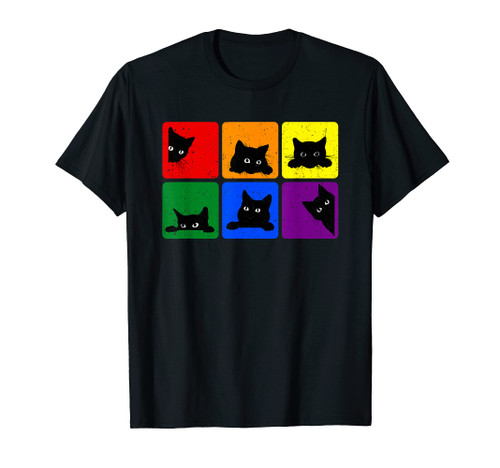 Cute Black Cat LGBT Rainbow Gay Pride Cat Lovers T-Shirt