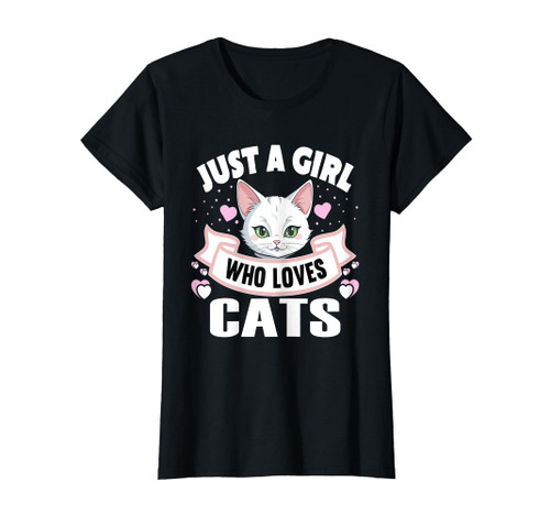 Just A Girl Who Loves Cats - Lovely White Cat T-Shirt