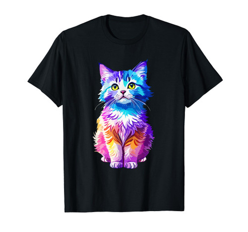 Cute Colorful Cat, Rainbow kitten T-Shirt