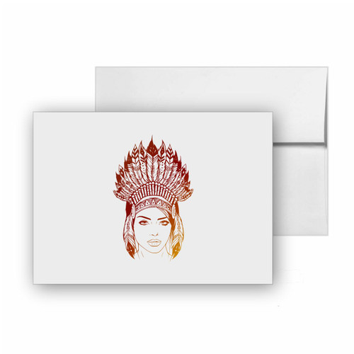Native american beautiful girl headdress american indians, native american blank cards CC-15665 Native american beautiful girl headdress american indians, native american blank cards CC-15665