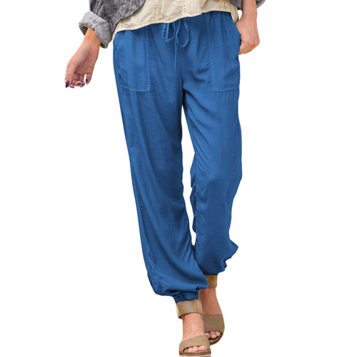Bblulu Women's Linen Wide Leg Pants High Waist Drawstring Palazzo Pants Casual Loose Straight Pants Blue Bblulu Women's Linen Wide Leg Pants High Waist Drawstring Palazzo Pants Casual Loose Straight Pants Blue