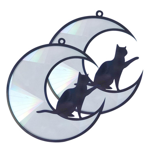 STAHAD 2pcs Suncatcher Ornament Home Ornament Window Moon Shaped Hanging Stained Window Hanging Decor Garden Hanging Prism Home Decor Window Suncatcher Colorful Moon Cat Acrylic