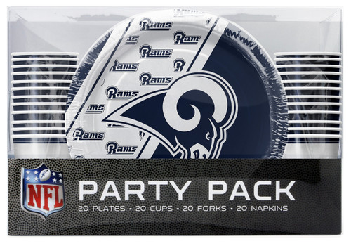 NFL Los Angeles Rams Disposable Party Pack (Plates, Cups, Forks, Napkins)