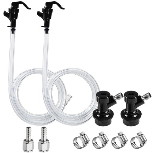Ball Lock Quick Disconnect Keg Line Tubing Kit, 3Ft Beer Hose Keg Tap Faucet with Hose Clamps for Corny Keg Party, Ball Lock Beer Line with Stainless O.D 5/16'' Barb for Homebrew Ball Lock Quick Disconnect Keg Line Tubing Kit, 3Ft Beer Hose Keg Tap Faucet with Hose Clamps for Corny Keg Party, Ball Lock Beer Line with Stainless O.D 5/16'' Barb for Homebrew