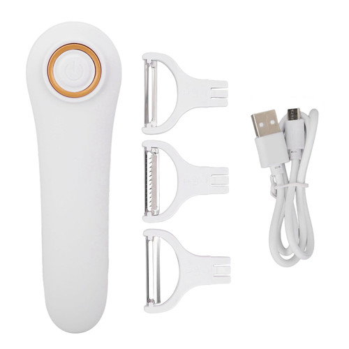 Electric Peeler,USB Rechargeable Handheld Fruit Vegetables Peeler with 3 Cutter Heads for Home Kitchen Apples Potato Carrots Cucumber