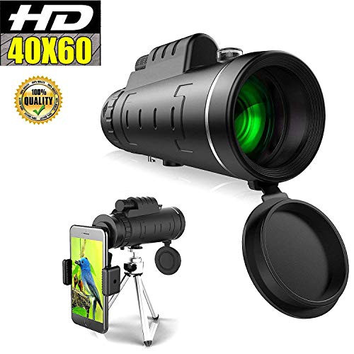Monocular Telescope, High Power HD Monocular 40x60 Compact Scope for Smartphone, Waterproof Shockproof High Definition BAK4 Prism FMC Monoscope for Bird Watching, Hunting, Camping