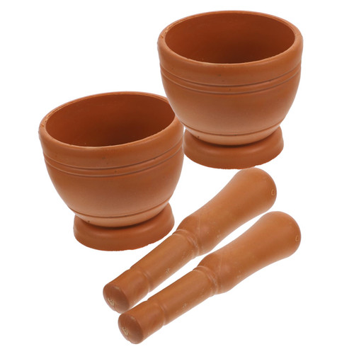 FUNOMOCYA Mortar Kitchen Gadget 2 Sets Pestle with Mortar Garlic Crush Pot Mortar Seasoning Pestle Garlic Grinding Bowl Convenient Grinding Bowl Garlic Crusher Garlic Pestle Manual Plastic
