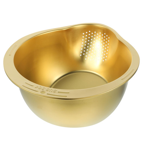GRIRIW Dish Basin Fruit Washing Basket Noodles Strainers Vegetable Colander Basket Vegetable Washing Bowl Rice Washer Metal Colander Basket Mesh Strainer Metal Net Bevel Stainless Steel