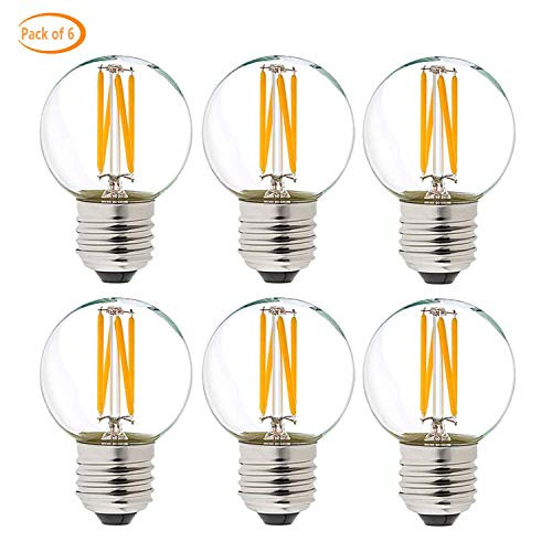 G50/G16.5 Light Bulb, Dimmable g16.5 led Bulb 40W LED Edison Bulb 2700K 4W e26 led Globe Bulb for Ceiling Fan,Chandelier,Vanity Light Bulb AC120V 400lm 6Pack