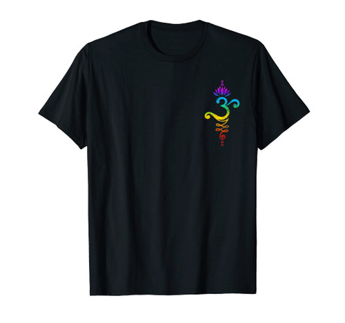 Om Mantra, yoga, symbol, lotus flower, rainbow, chakra T-Shirt