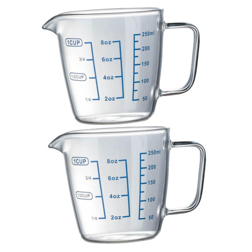 Ciieeo 2pcs Glass Measuring Cup Cups Glass Clear Drinking Glasses Cake Pan Heart Liquid Measuring Cups Temperature Resistant Measuring Glass High Borosilicate Graduated Cup Child