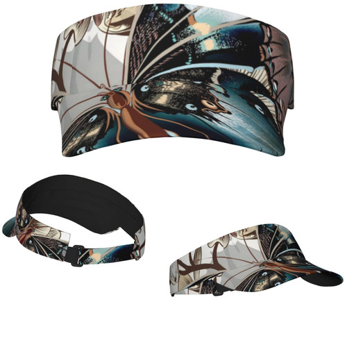 Sun Visor Hats Sunscreen Visor Cap Empty Top Sun Hat for Men Women Butterfly Flowers Sports Sun Visor Caps
