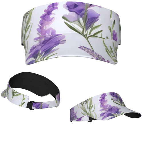 Sun Visor Hats Sunscreen Visor Cap Empty Top Sun Hat for Men Women Lavender Flowers Sports Sun Visor Caps