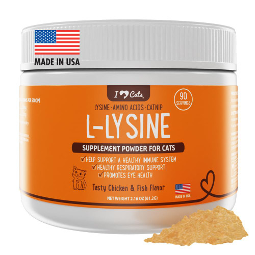 iHeartCats L-Lysine for Cats - Immune & Respiratory Supplement for Cats - L-Lysine Powder with Cat Nip - Chicken & Salmon Flavor iHeartCats L-Lysine for Cats - Immune & Respiratory Supplement for Cats - L-Lysine Powder with Cat Nip - Chicken & Salmon Flavor