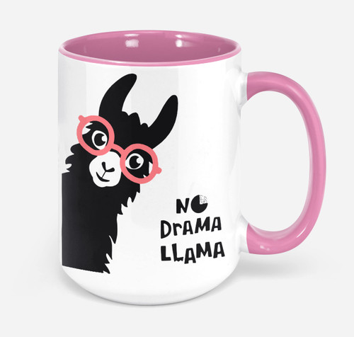 Llama Mug No Drama Llama Coffee Mug 15 Oz Llama Tea Cup Llama Mugs Llama Mug Cup Llama Stuff White 11oz (Pink) 11 oz Mug
